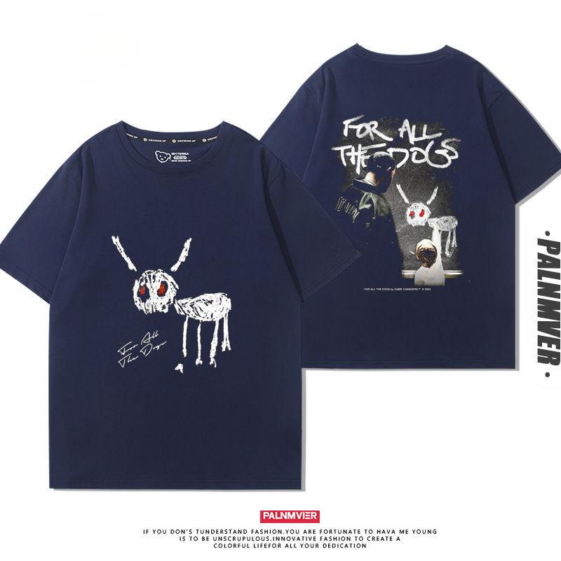 Hip Hop Drake Drake New Album for All The Dogs Short Sleeve Men's T-Shirt Street European and American Trend Clothes Summer