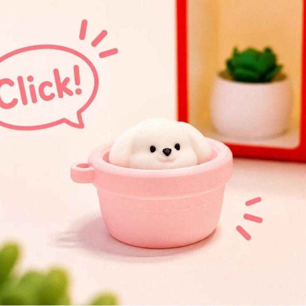 Soft Slow Rebound Clicker Fidget Keychain Button Press Click Keyring Gifts for Children