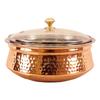 Hammered Steel Copper Casserole Donga Bowl With Glass Lid, Tableware & Serveware, 1350 Ml, Hammered, Polished