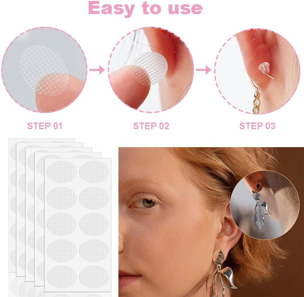 Invisible Ear Lobe Support Patches for Heavy Earrings 60pcs Clear Earlobe Protector Stickers | Pain-Free Anti-Tearing & Sagging Solution (2.8"x1.6")