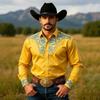Western Style Embroidered Long-sleeve Men's Shirt, Great for Cowboy Style