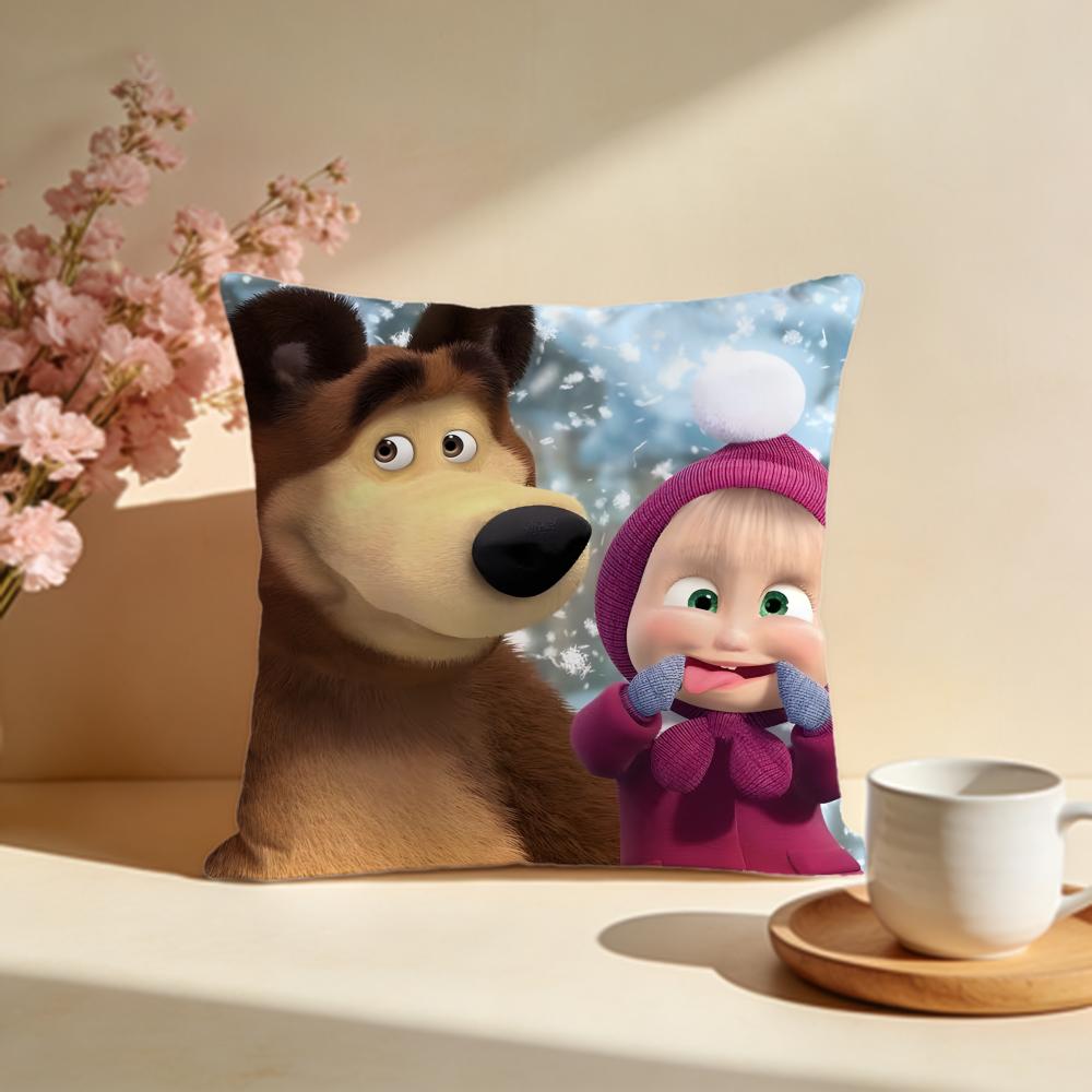 Trendy MMasha and the Bearied Cushion Cover Stylish Washable Pillow Cover Ideal for Couch Bedroom Car Decoration