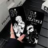 JUJUSU Anime Character Black White Soft Phone Case for iPhone 16 16E 17 Air 15 Pro Max 14 Plus 13 Mini 11 12 7 Black Cover Back