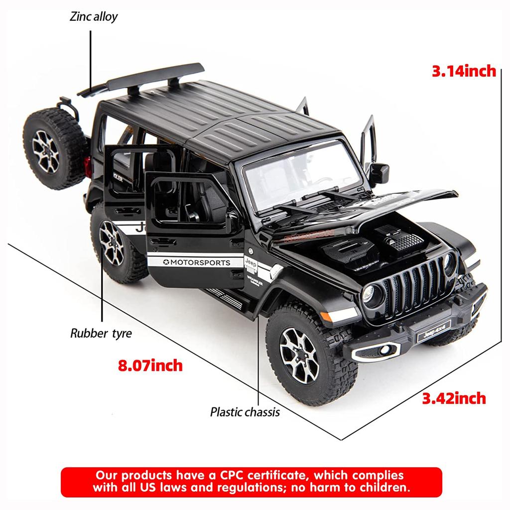 1/22 масштабная игрушечная машина для бездорожья, 7 дверей для Wrangler, литая под давлением модель игрушечного автомобиля, металлический сплав, детские транспортные средства с фрикционным приводом, двери открываются, свет и звук