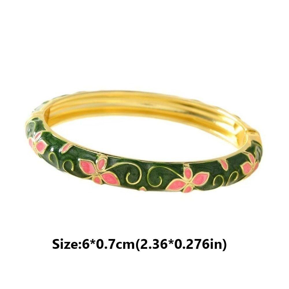 Spring Button Open Cuff Bracelet Colorful Dainty Jewelry Vintage Four-leaf Clover Bangle for Women
