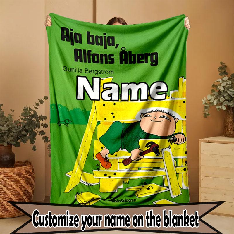 Custom Name Personalized Alfons Aberg Print Blanket, Home Decor, Bedroom, Sofa, Camping, Couch, Gifts for Birthday Christmas