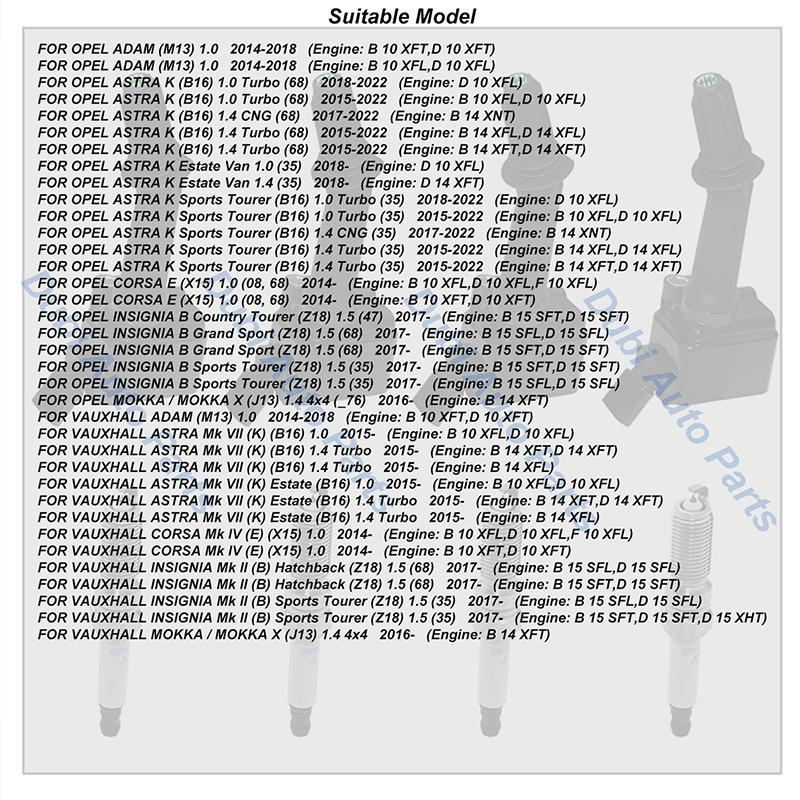 Ignition Coil Spark Plug Kit For OPEL ASTRA K 1.0 1.4 2015-2022 CORSA E INSIGNIA B MOKKA X ADAM VAUXHALL 12635672 12670053 UF802