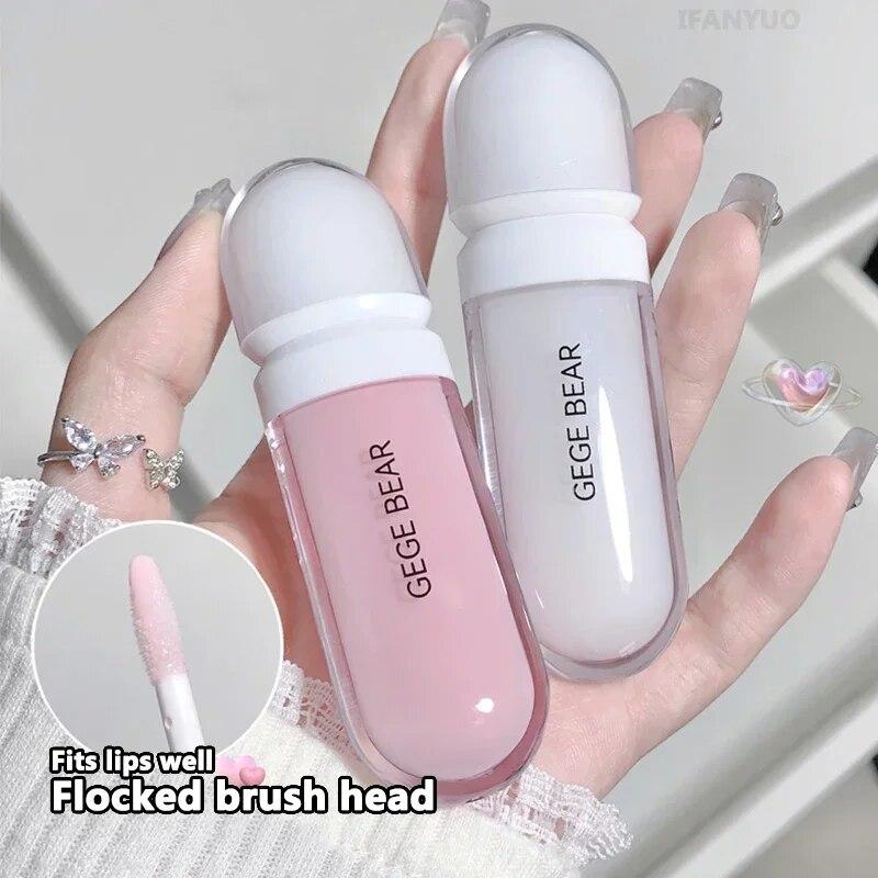 Прозрачный увлажняющий блеск для губ Масло для губ Утолщающая основа Увлажняющий увлажняющий уход Жидкий бальзам для губ Макияж Осветляет линии губ Желе-глазурь