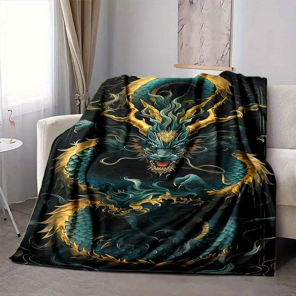1PC Dragon Print Print Blanket, Soft Throw Blanket - Warm & Cozy for Couch, Bed, Office, and Travel yy250912194