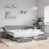 VidaXL Daybed with Trundle and Drawers Light Grey 100x200 Cm Fabric 3197675