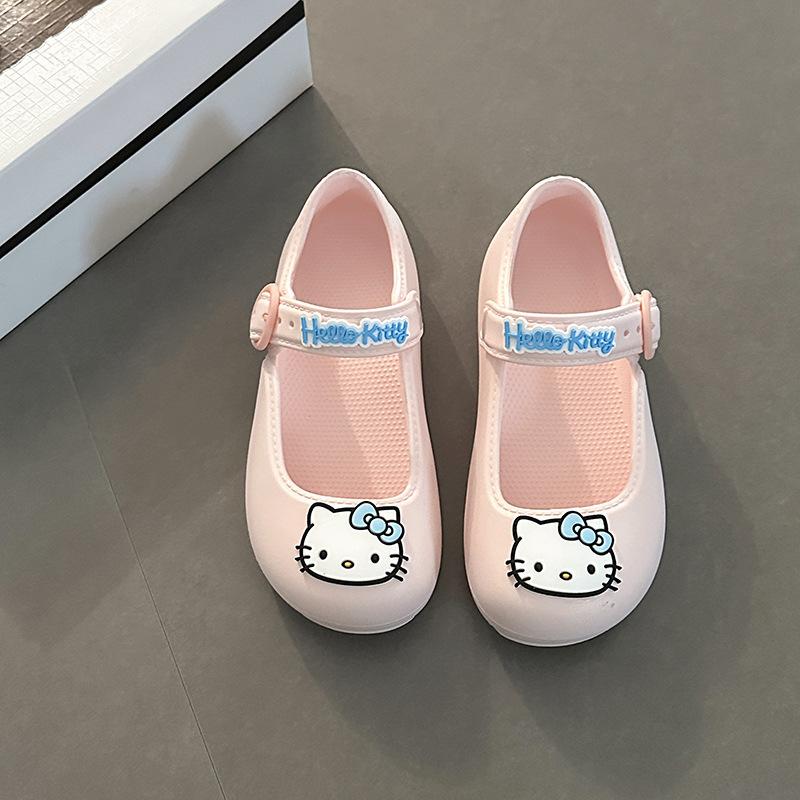 Милые мультяшные туфли с дырочками Hello Kitty женские летние 2025 новая модная обувь удобные универсальные дышащие сандалии
