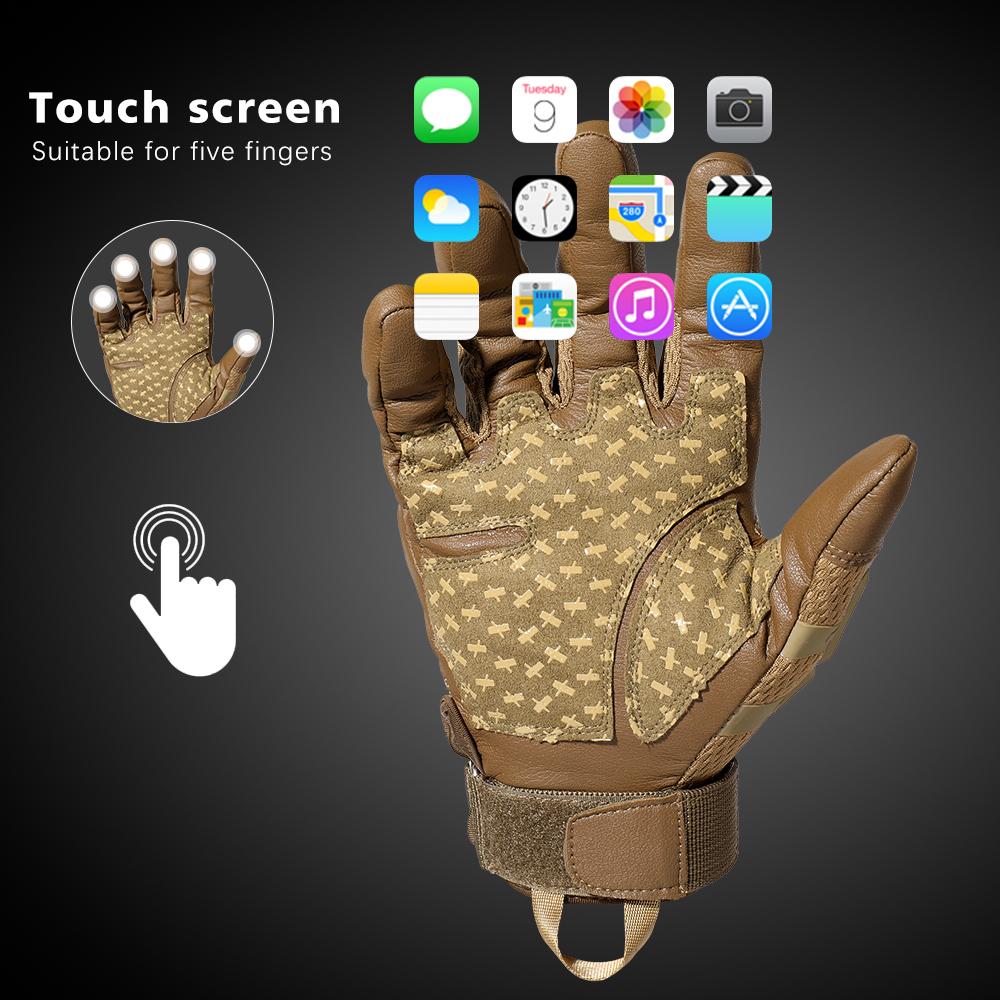 Мужские перчатки из искусственной кожи с сенсорным экраном, военные тактические перчатки, спортивные перчатки для спорта на открытом воздухе, стрельба, охота, страйкбол, велоспорт, перчатки с полными пальцами