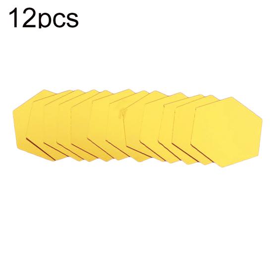 12Pcs Hexagonal Self Adhesive Mirror Effect Wall Sticker Living Room Decal Decor