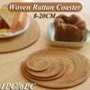 8CM-20CM Handcrafted Woven Rattan Coaster Multi-Use Heat Insulation Mats Set Anti Scald Round Tea Cup Mat Home Kitchen Supply