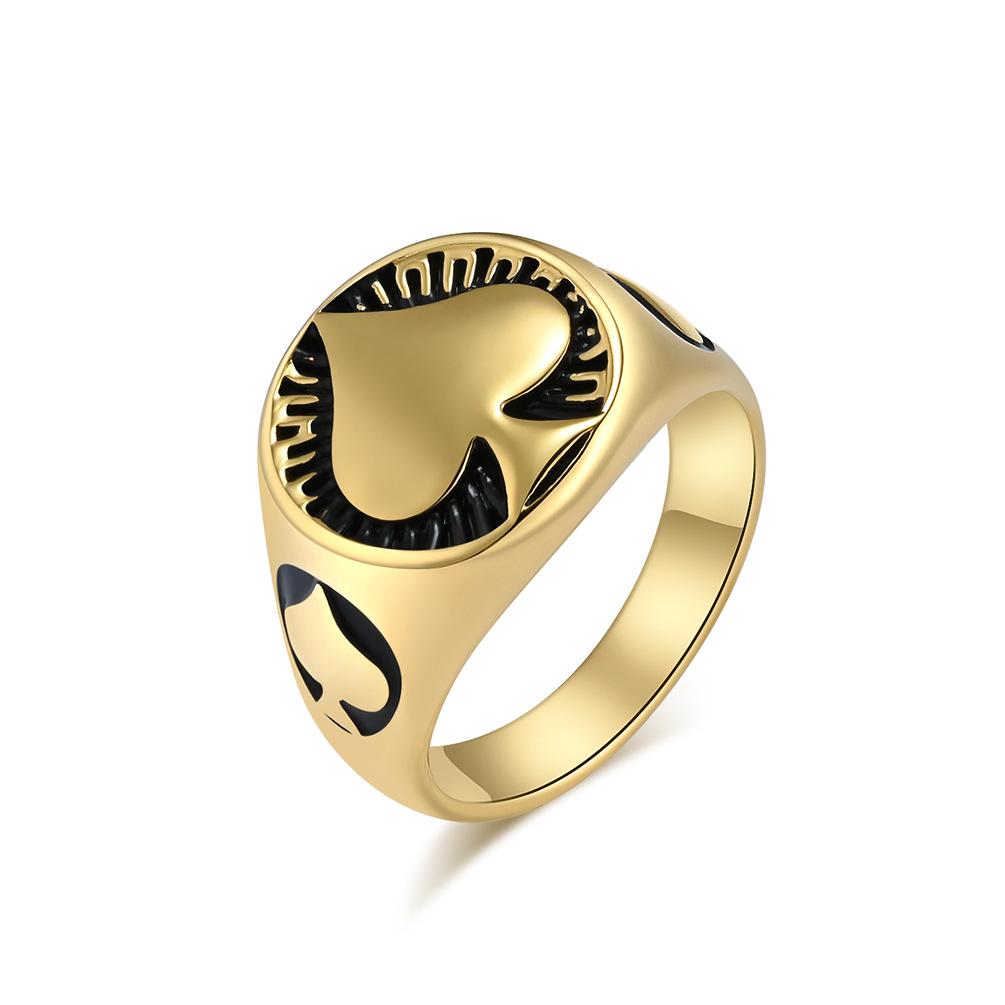 Poker Spade A Titanium Steel Ring Ring Men's Niche Personality Lucky Accessories Hipster Wear Hand Accessories