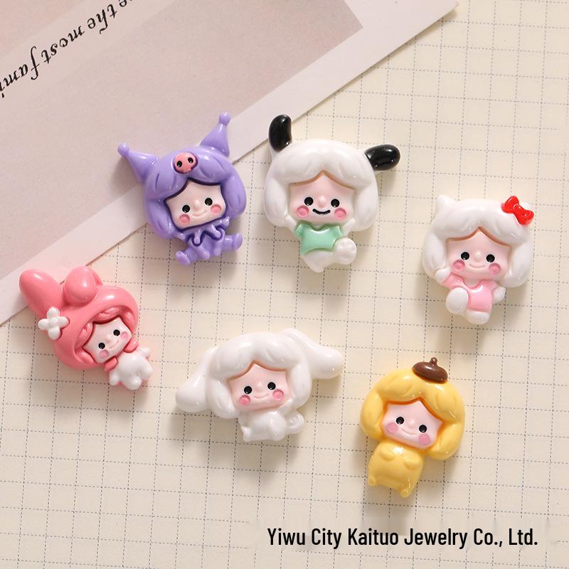 Глянцевые мультяшные аксессуары Sanrio из смолы для девочек, для DIY чехлов для телефонов, заколок для волос и подвесок для бутылок с водой
