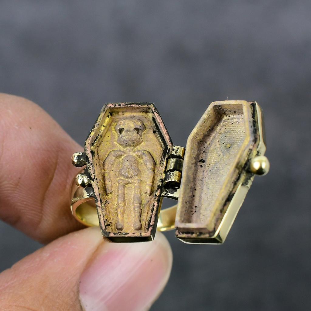 Кольцо из латуни ручной работы в виде гроба, размер 5,5, V2F11