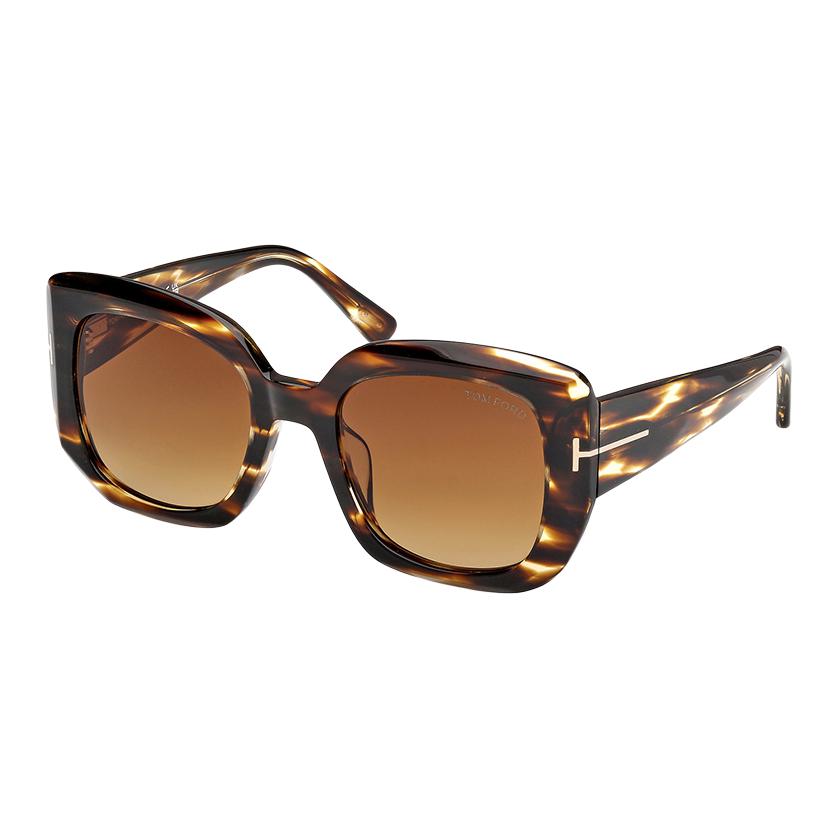 TF Mirror Leg Logo Acetate Square Sunglasses Unisex sunglasses Tortoise FT1220F-55F