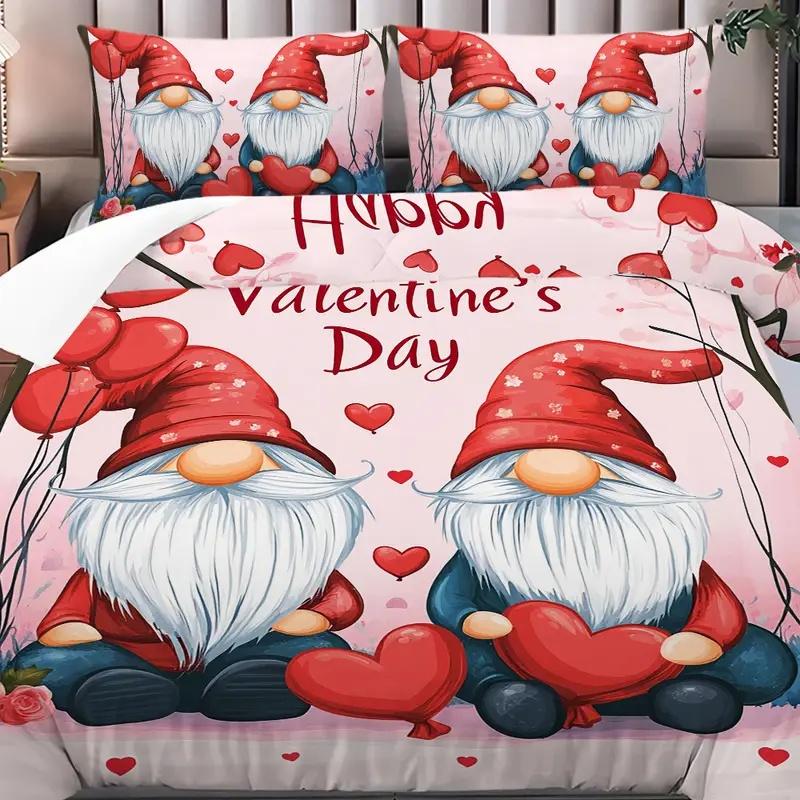 Комплект пододеяльника 'Любовное сердце' из микрофибры с принтом медведя, мягкие романтичные комплекты постельного белья на День святого Валентина для девочек, День святого Валентина