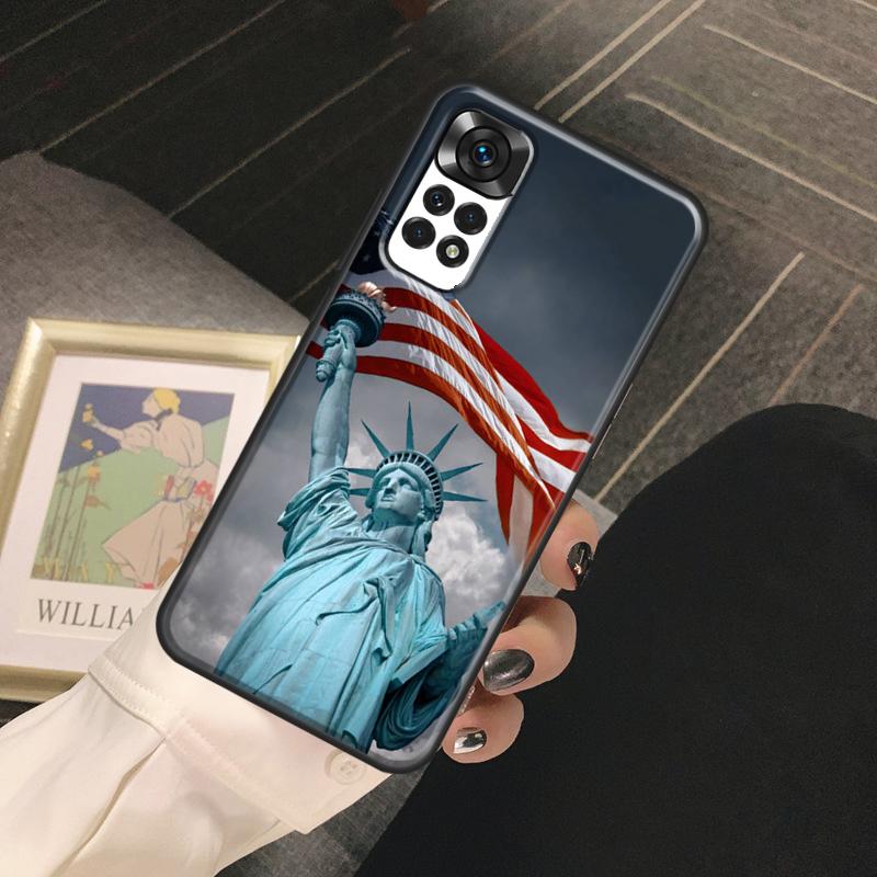 America Flag Statue of Liberty Funda For Xiaomi Redmi Note 14 13 Pro 9 10 11 12 Pro 10S 11S 12S Redmi 14C 13C 10C 12C Case
