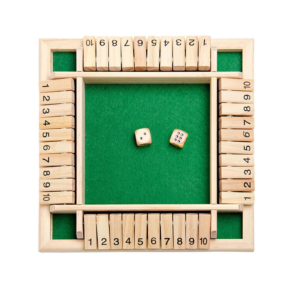 Shut The Box Wooden Mathematic Traditional Pub Board Dice Game Travel 4 Players