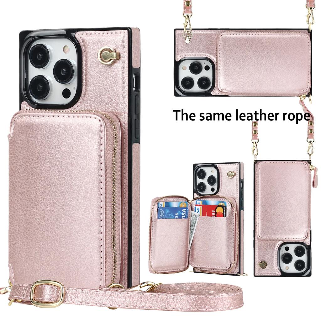 Zipper Purse Bag Card Holder Leather Flip Case For iPhone 14 15 16 Pro Max 12 13 X XS XR 7 8 Plus SE2022 Wallet RFID Stand Cover