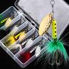 Fishing Lures Hard Metal Spinner Baits for 5pcs Bass Trout Lures with Box Kit