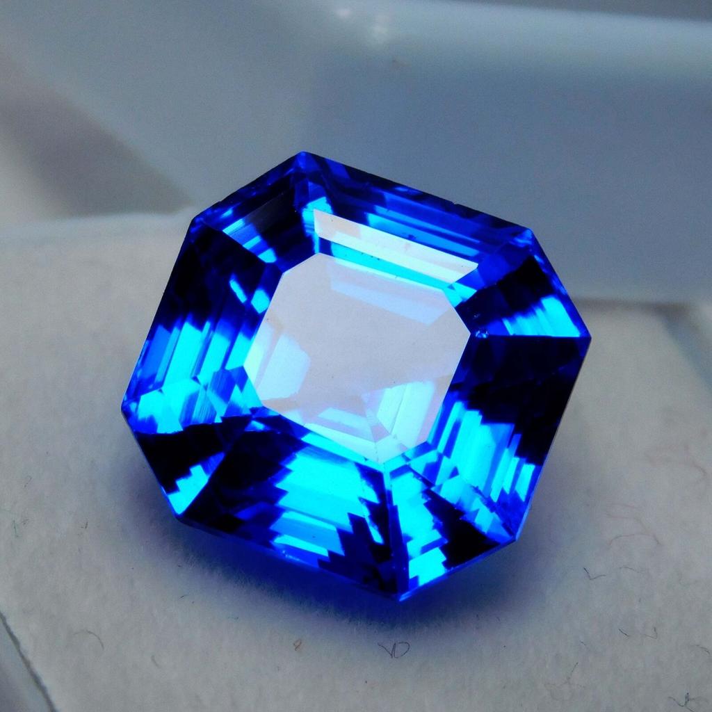 Natural Blue Tanzanite Loose Gemstone Unique Emerald Shape 10.70 ct for Jewelry Making and Crafts