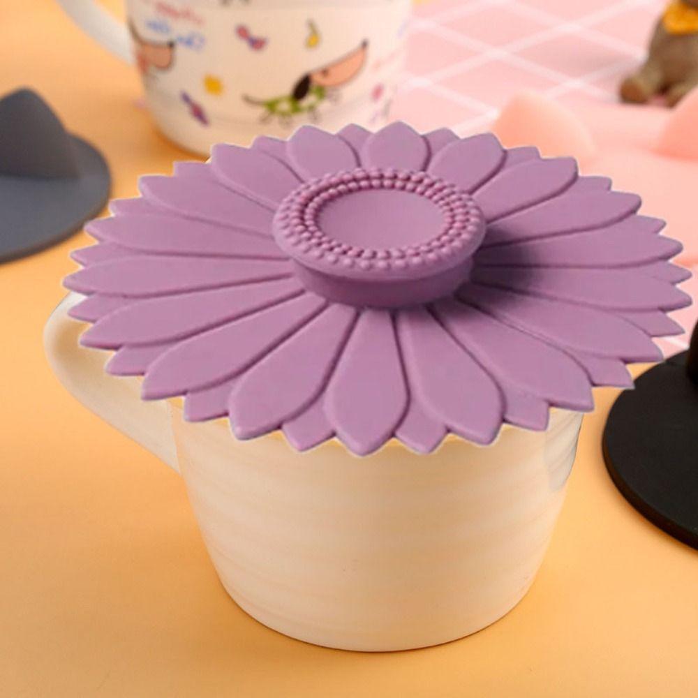 Sealed Sunflower Silicone Cup Lid Seamless Coffee Mug Lids Drinkware Cup Cover Glass