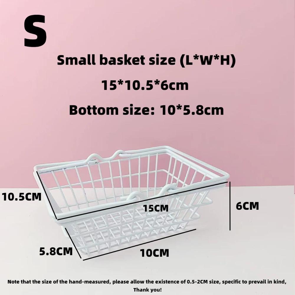 Metal Mini Storage Basket Hollow Desktop Stationery Holder Creative Shopping Cart Storage Desktop