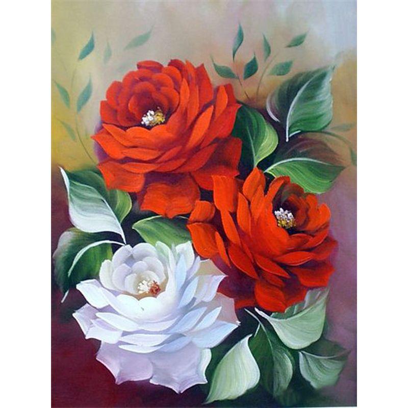 Diy Flower Diamond 5d Painting Diamond Embroidery Rose Full Round Mosaic Picture Rhinestone Cross Stitch Landscape Wall Decor