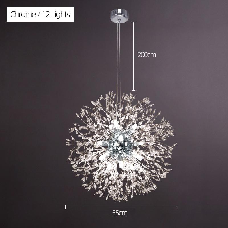 New Modern Crystal Dandelion Chandelier Lighting Pendant Light for Living Room Dining Home Decoration Led Ceiling Hanging Lamp
