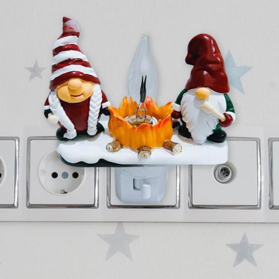 Christmas Campfire Flickering Night Light 3D LED Small Electric Light with Faux Flicker Flame for Holiday Indoor Decorations