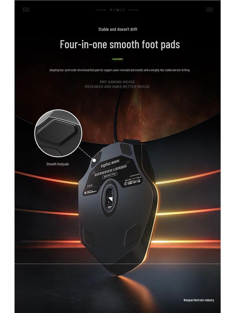 PW1 Silent Wired Gaming Mouse – Mechanical, Noiseless, for Boys & Girls, Compatible with Large Laptops & Office Computers