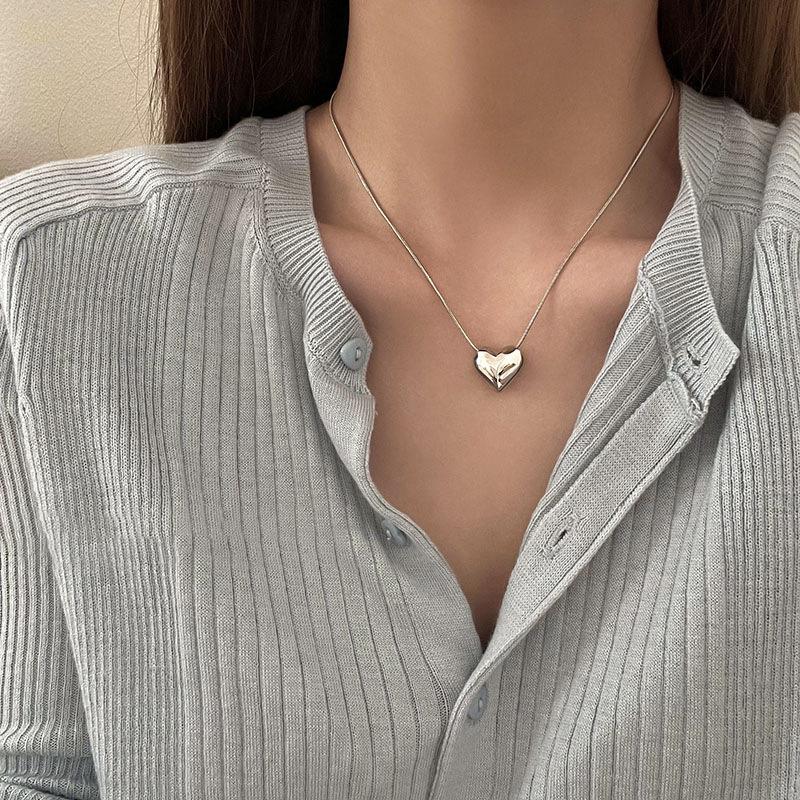Gothic Heart Love Pendant Necklace for Women 2024 Korean Fashion Vintage Party Jewelry Birthday Gift Kpop One Piece Chain Choker