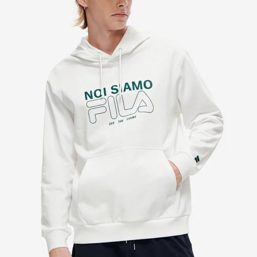 Fila Fusion Простая Худи С Вязаным Узором и Принтом Букв для Тенниса и Спорта Мужские худи Стандартный-Белый T11M243206FWT