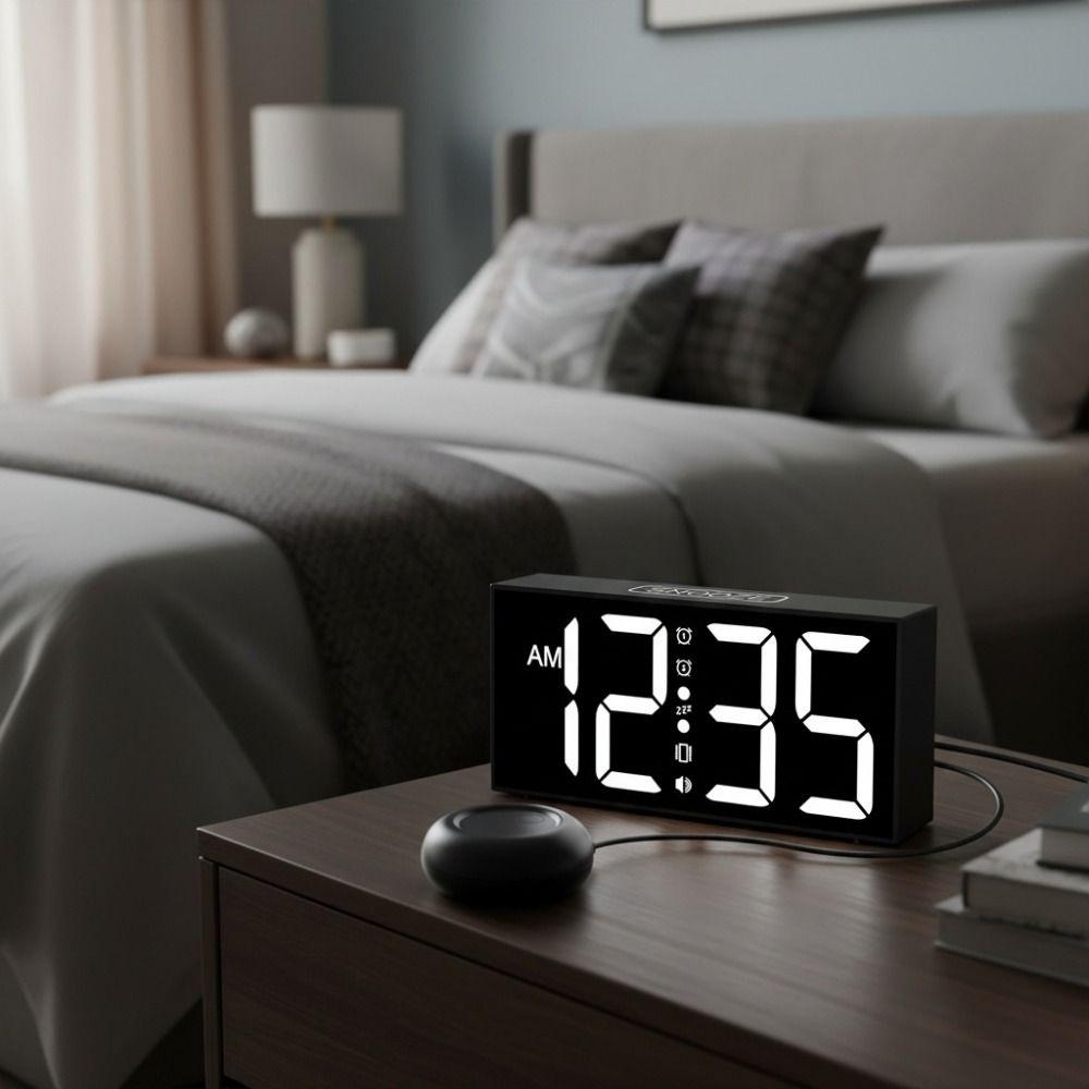 Super Loud Digital Alarm Clock Adjustable Brightness Table Clock Hearing Impaired