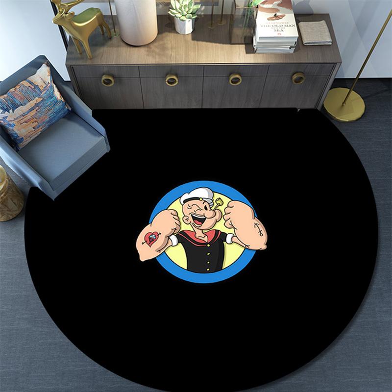 Popeye the Sailor2 Round Area Rug,Carpet Rug for Living Room Bedroom Sofa Playroom Decor,Non-slip Floor Mat