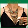 Ethnic Bohemian Necklace Earrings Style Set Multilayer Retro Fringed Leaf Hanfu Necklace Long Collarbone Chain