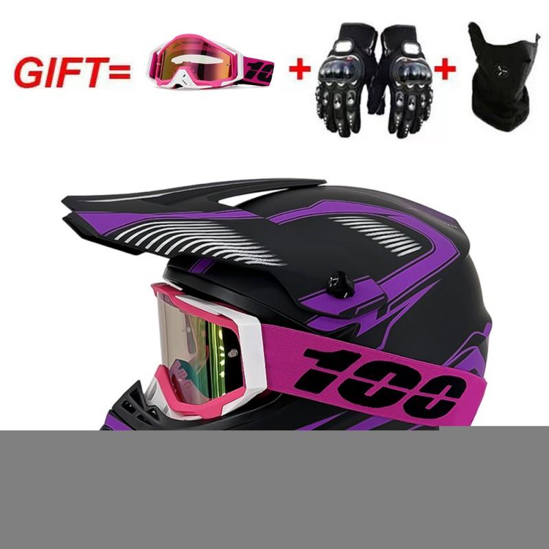 Full Face Motorcycle Helmet With Included Goggles Cover Gloves - All Season ABS Safety Gear Off-Road MTB ATV Riding
