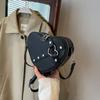 Leather Y2k Heart Crossbody Bag New Design Purse Tote Handbag Vintage Small Chain Rivet Bag  Girls