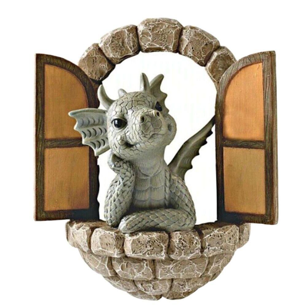 Смола Статуя Читающий Дракон Статуя 3 Цвета Статуя Обниматель Дерева Статуя Эльфа Наружная Настенное Украшение