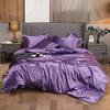 Summer Smooth Satin Duvet Cover Include Duvet Cover Flat Sheet and Pillowcases Smooth Bedding Set Silky Luxury Bedcloth Sets