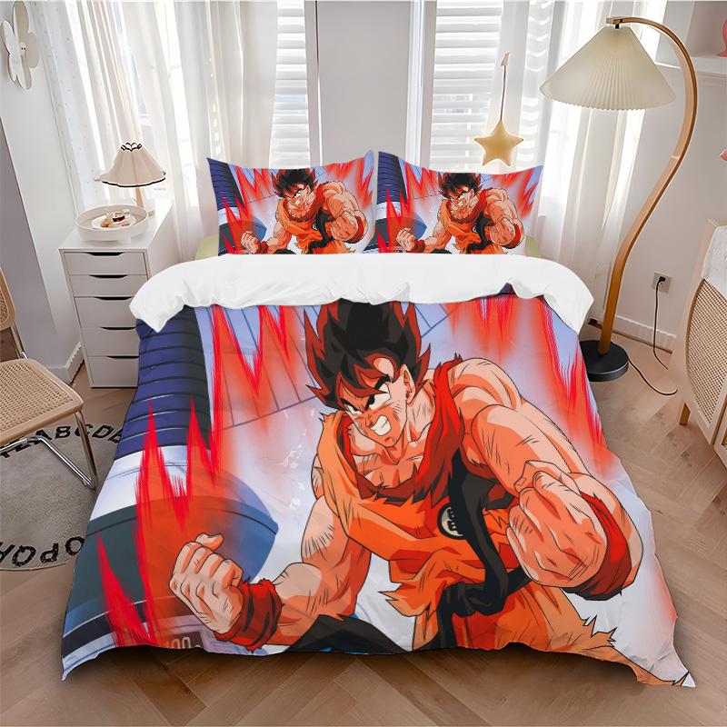 Goku Powerup Transformation Print 3Pcs Bedding Setduvet Cover With 2 Bedropillowcase Home Birthday Gift