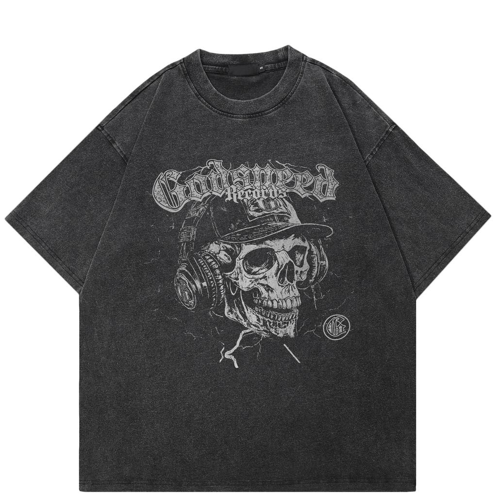 Уличная одежда Хэллоуин Футболка Хлопок Выстиранный Черный Футболка Унисекс Топы Футболки Летняя Футболка с Короткими Рукавами