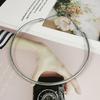 Silver Round Collar Neck Ring Metal Neck Ring Necklace Fashion Round Necklace  For Women Men