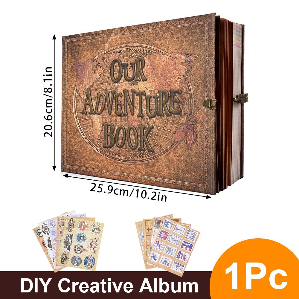 180 Page DIY Travel Photo Album Scrapbook Our Adventure Book Leather Retro Creative Photo Album Birthday Christmas Gifts