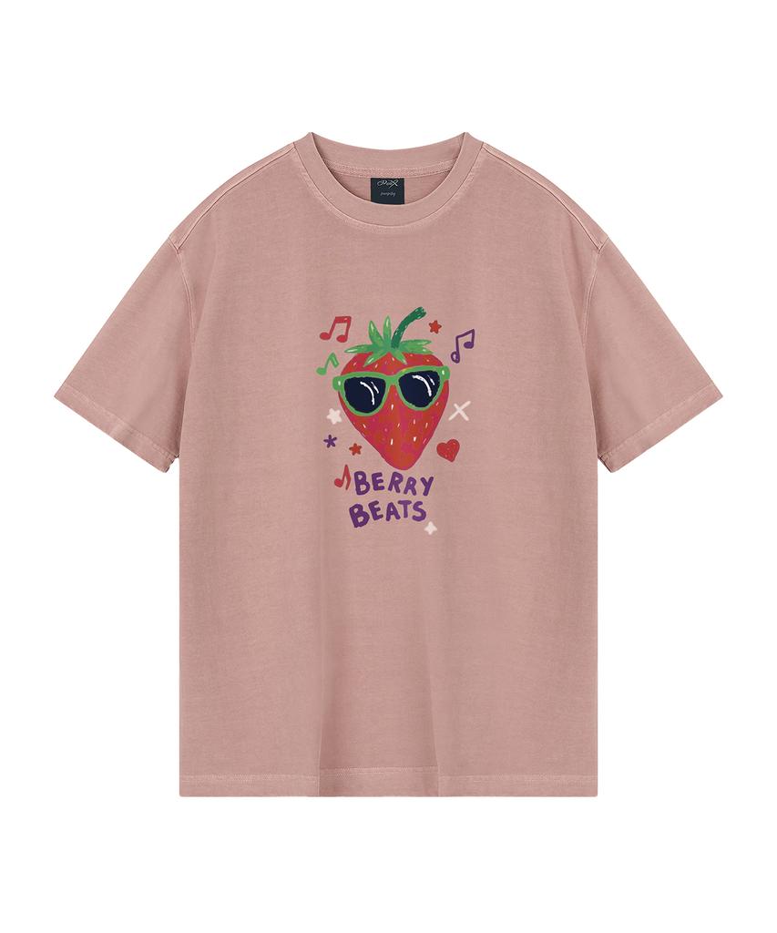 WILDROCK Berry Beats Pigment Oversized Short Sleeve T-Shirt (Cropped) (Type A)