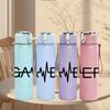 1PC Gamer Text Typography 750ml Color Plastic Sports Water Bottle Leakproof Flip Straw Lid Suitable for Sports Office Home Use