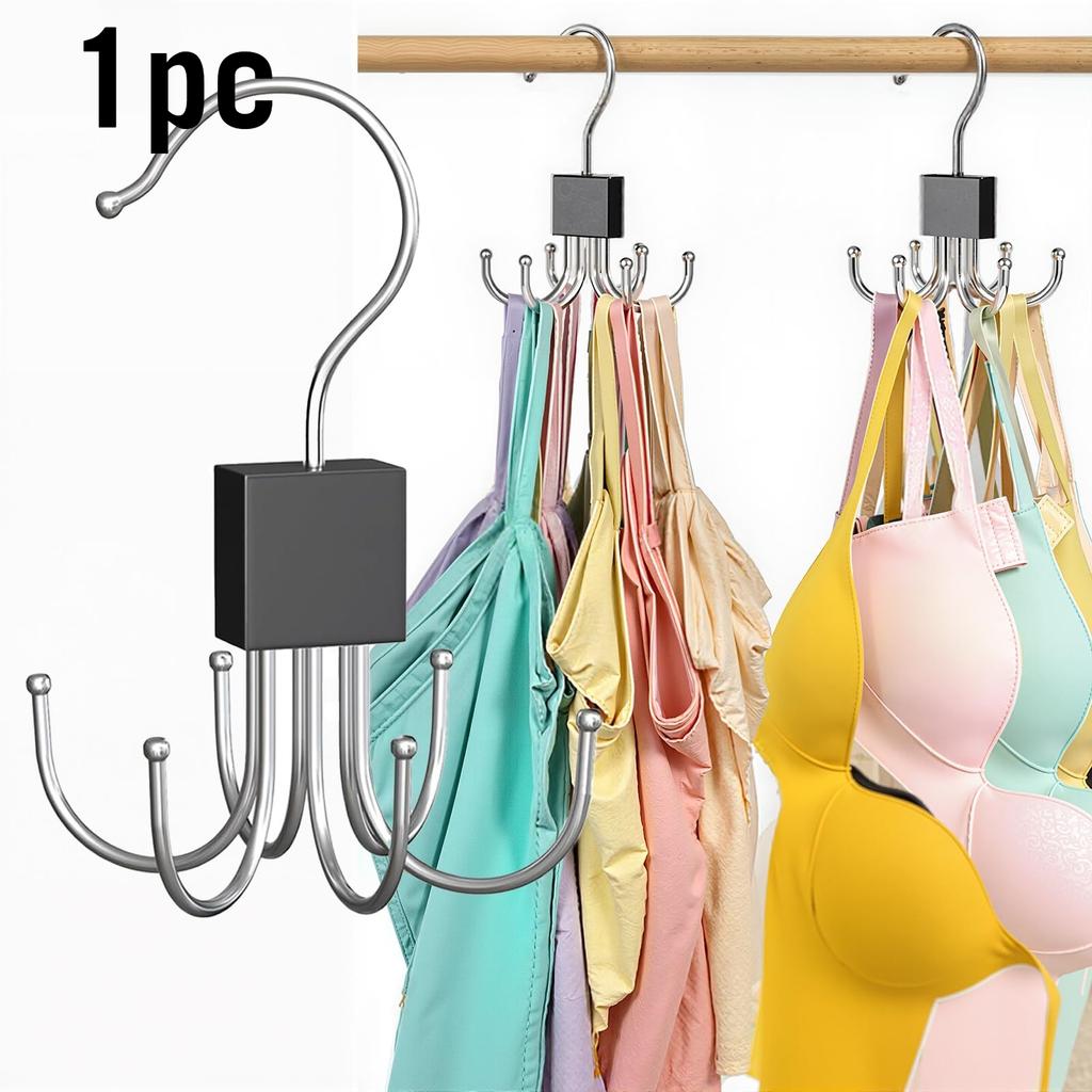 1Pc Vest-Style Hanger & Bra Rack - 360° Rotatable Hook Holding 36 Items, Space-Saving Closet Organizer for Vests, Bras, Scarves & Wallets